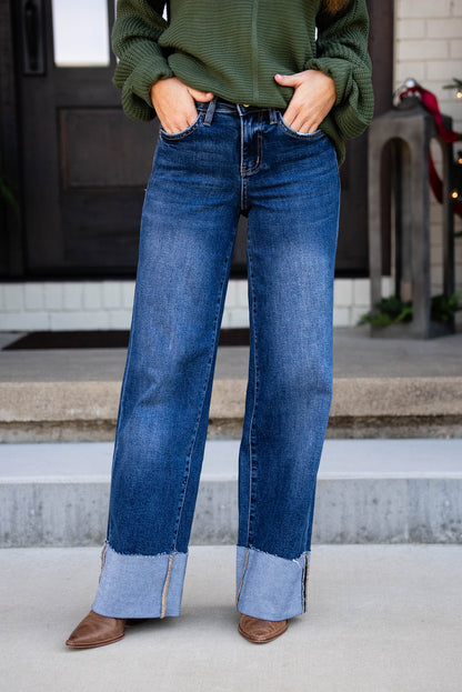 Lovervet by VERVET | Sinclair High Rise Cuffed Wide Leg Jeans