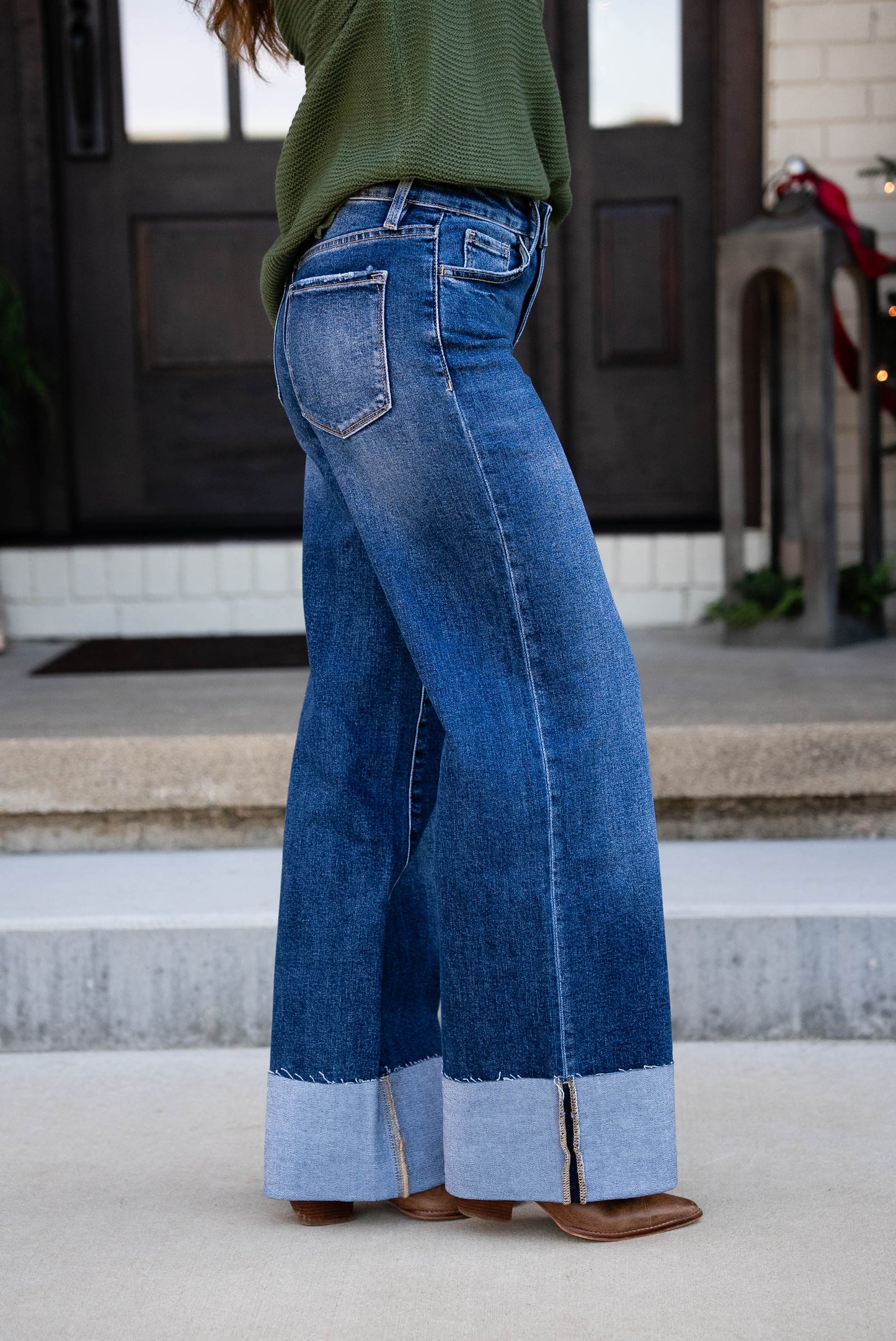 Lovervet by VERVET | Sinclair High Rise Cuffed Wide Leg Jeans