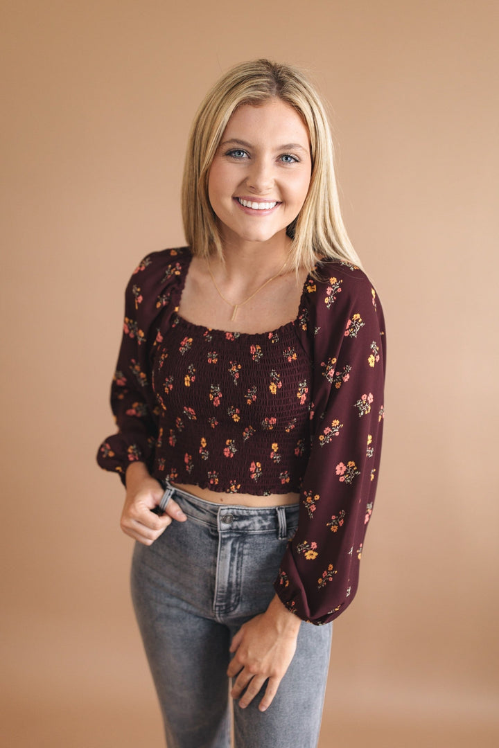 sku32387 | **Daily Deal** Floral Smocked Crop Top *Final Sale*