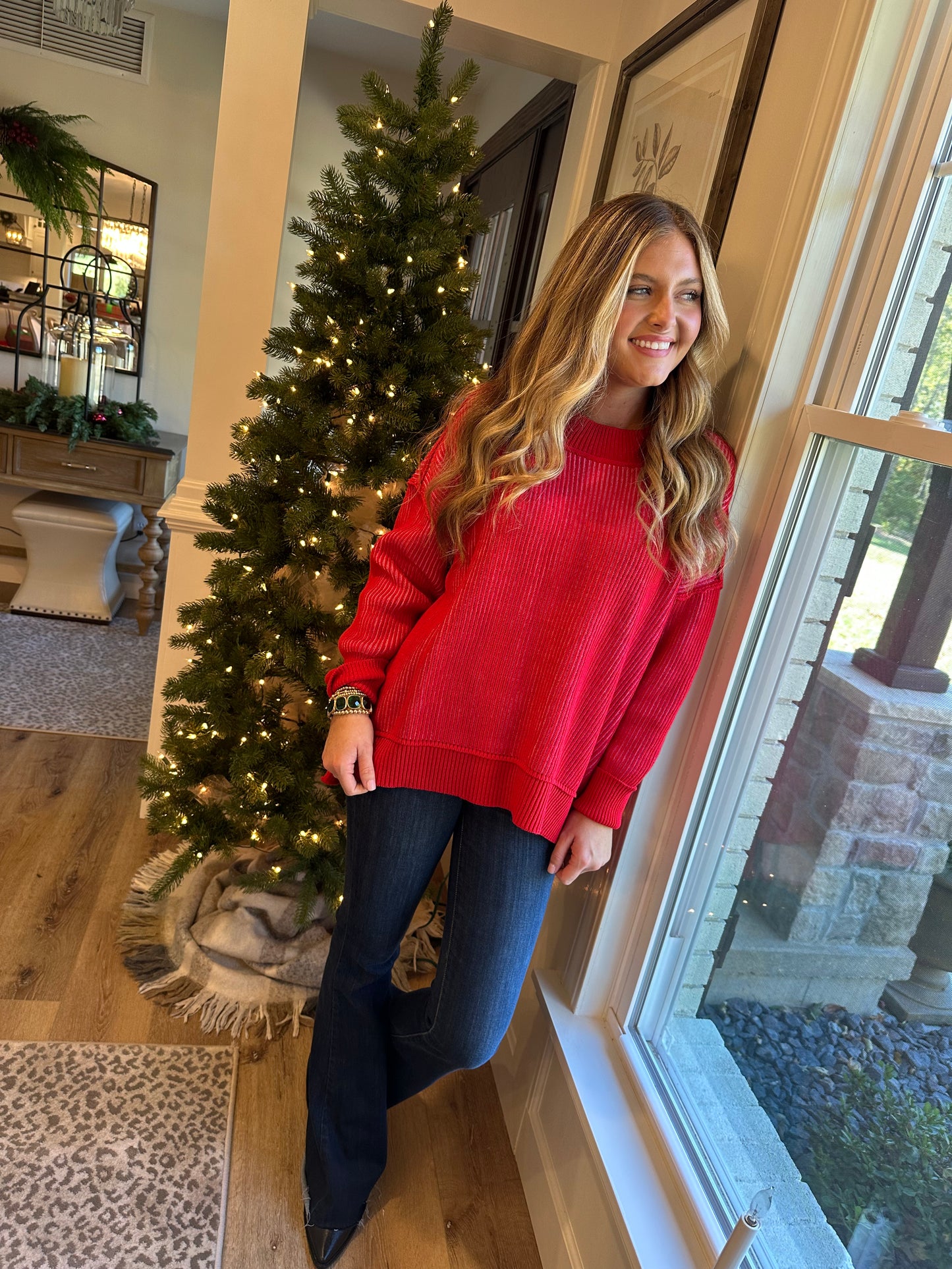 Serenade Two-Tone Rib Knit Sweater