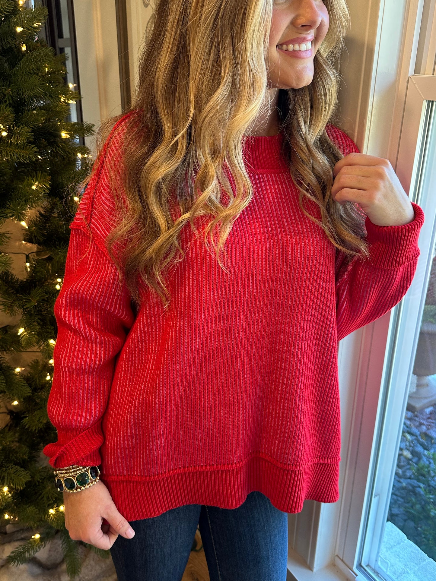 Serenade Two-Tone Rib Knit Sweater