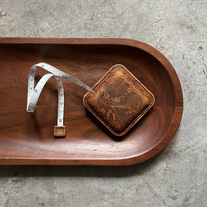 Tooled Leather Retractable Measuring Tape