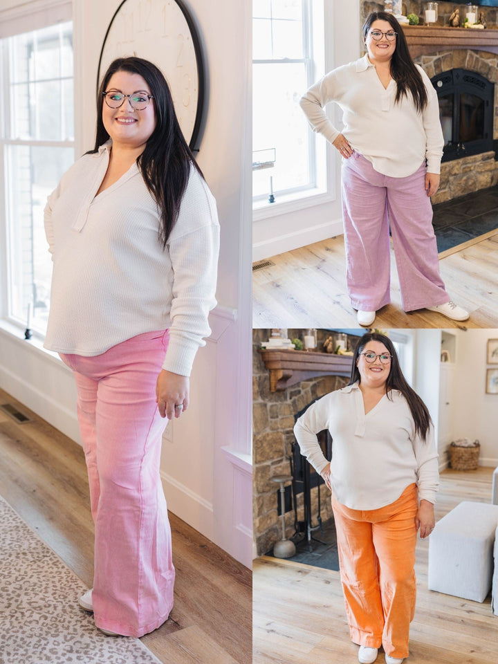 Acid Washed Twill Wide Leg Pants *Final Sale*