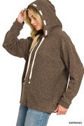 Sunday Lounging Drawstring Hooded Top