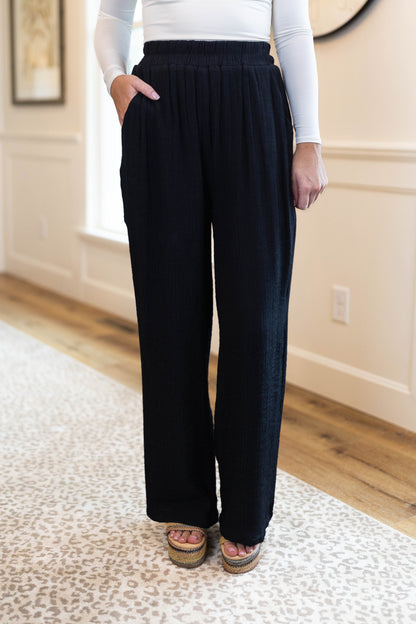 Crinkled Pull-On Wide Leg Pants *Final Sale*