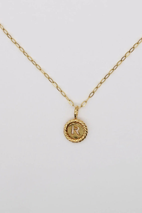 Gold Sealed Initial Necklace