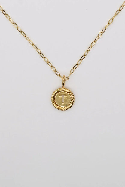 Gold Sealed Initial Necklace