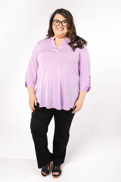 Liz Solid Tab Sleeve Top
