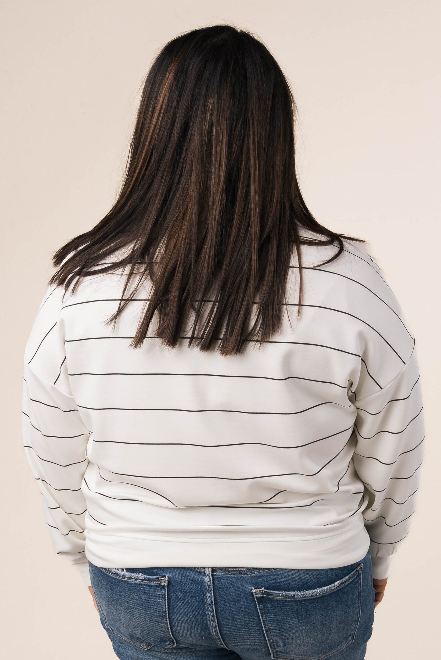 Striped Quarter Zip Scuba Pullover