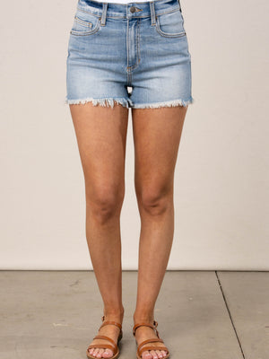 Sneak Peek High Rise Denim Shorts