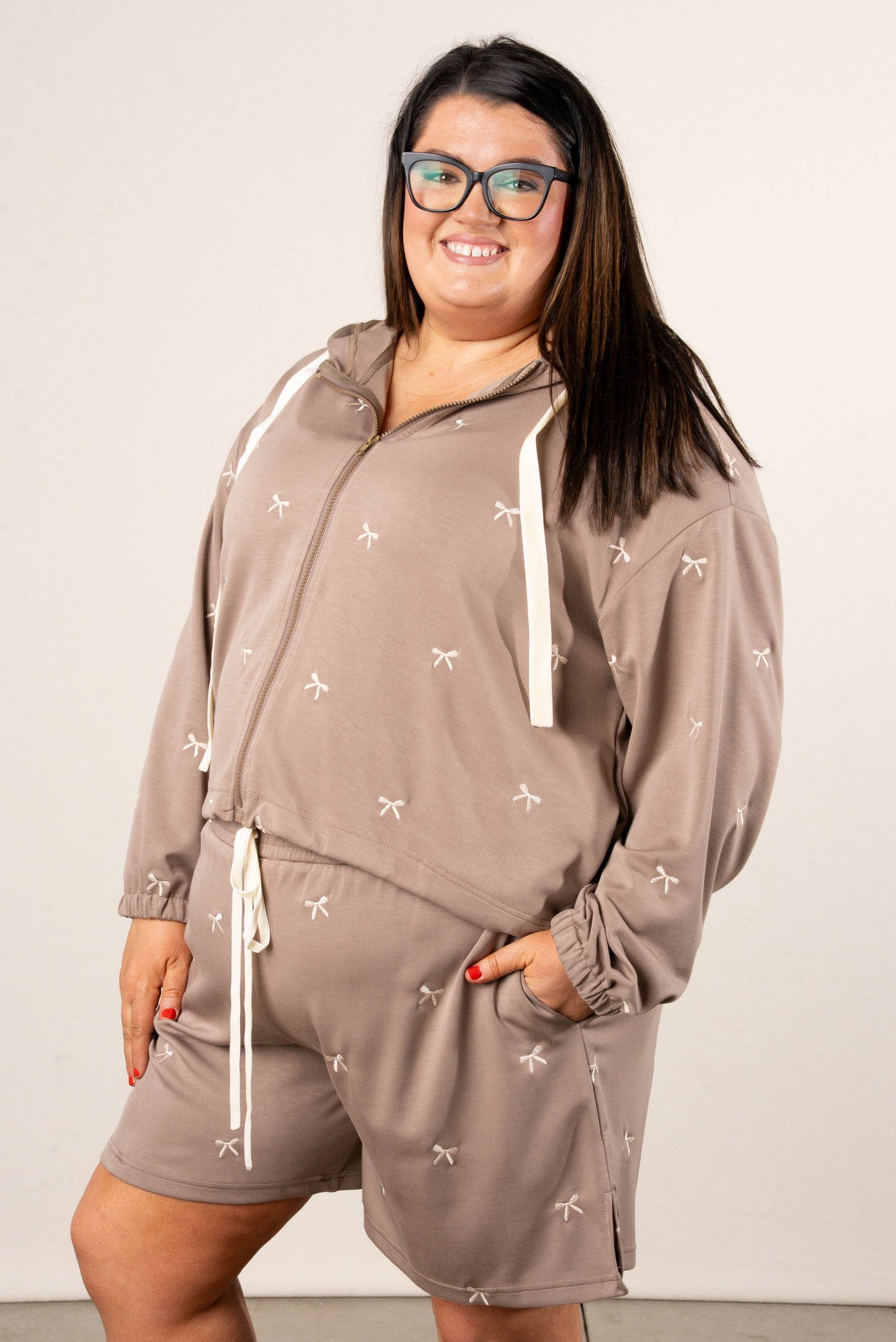 Bow Embroidered Jacket + Shorts Set