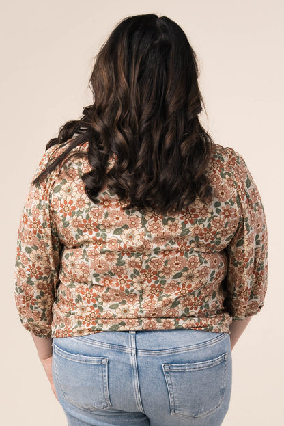 Floral Draped Sleeve Top
