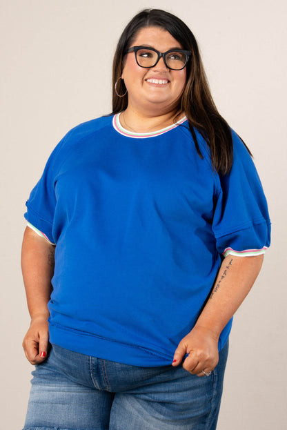 Contrast Trim Exposed Seam Sweatshirt