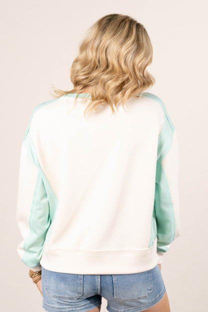 Color Block Raw Seamed Pullover