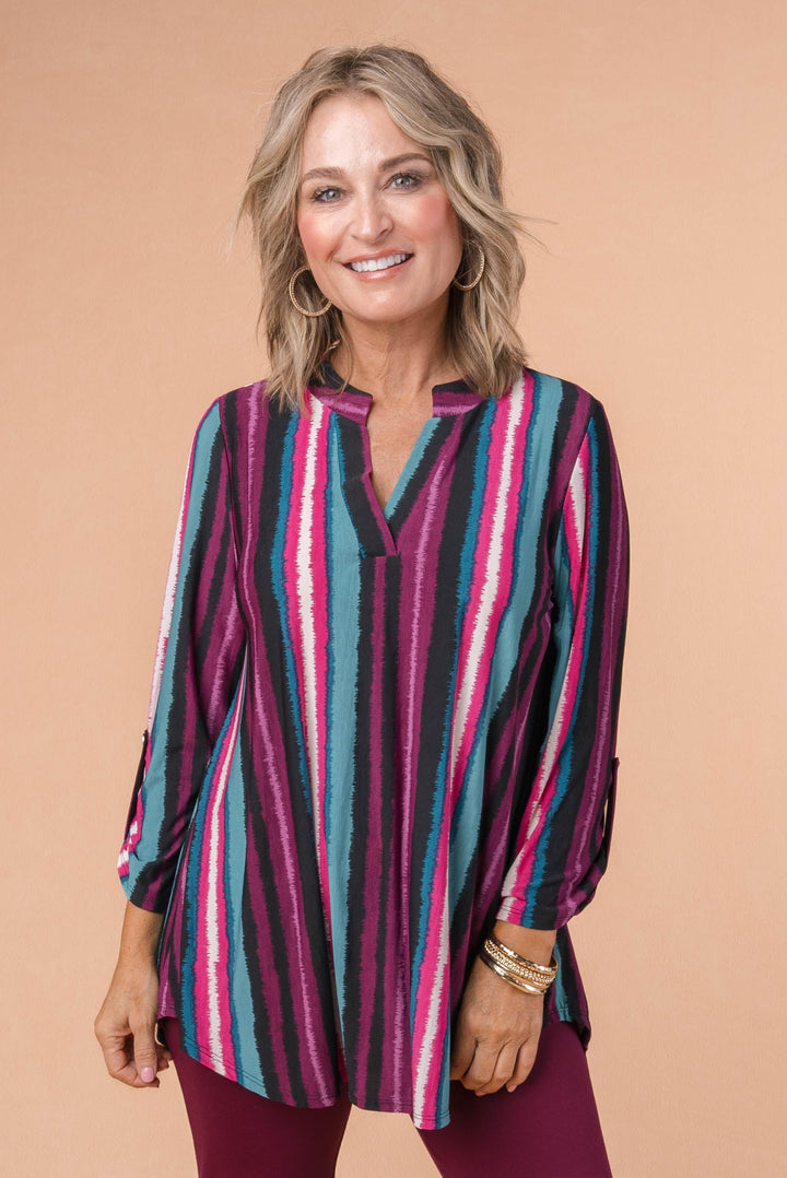 Liz Printed Tab Sleeve Top *Final Sale*