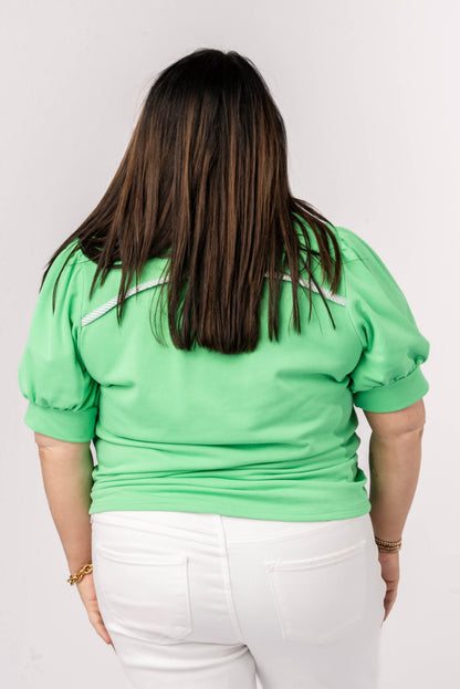 Contrast Stripe Ruffle Neck Top *Final Sale*