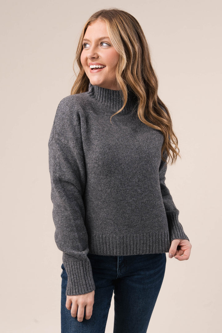 Marled Knit Mock Neck Sweater *Final Sale*