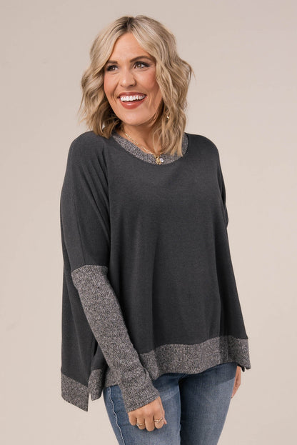 Mixed Knit Thumbhole Cuff Top *Final Sale*