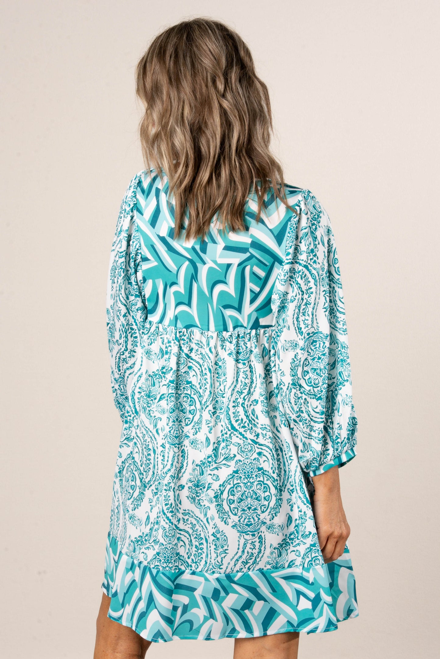 Georgia Mae Mixed Border Print Boho Dress