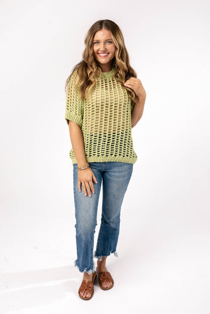 Open Knit Raglan Top