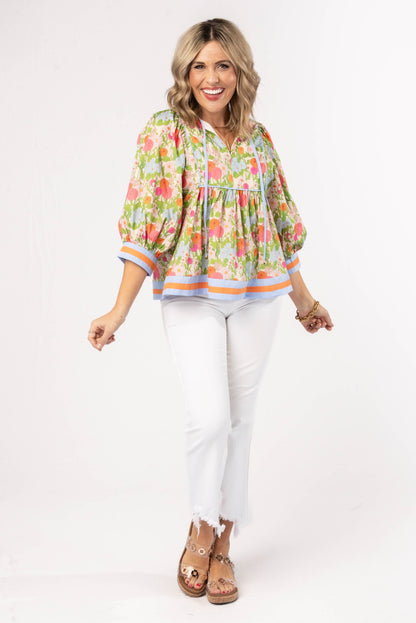 Floral Tie Neck Babydoll Top *Final Sale*
