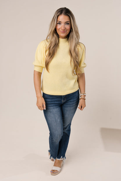 Puff Sleeve Mock Neck Sweater