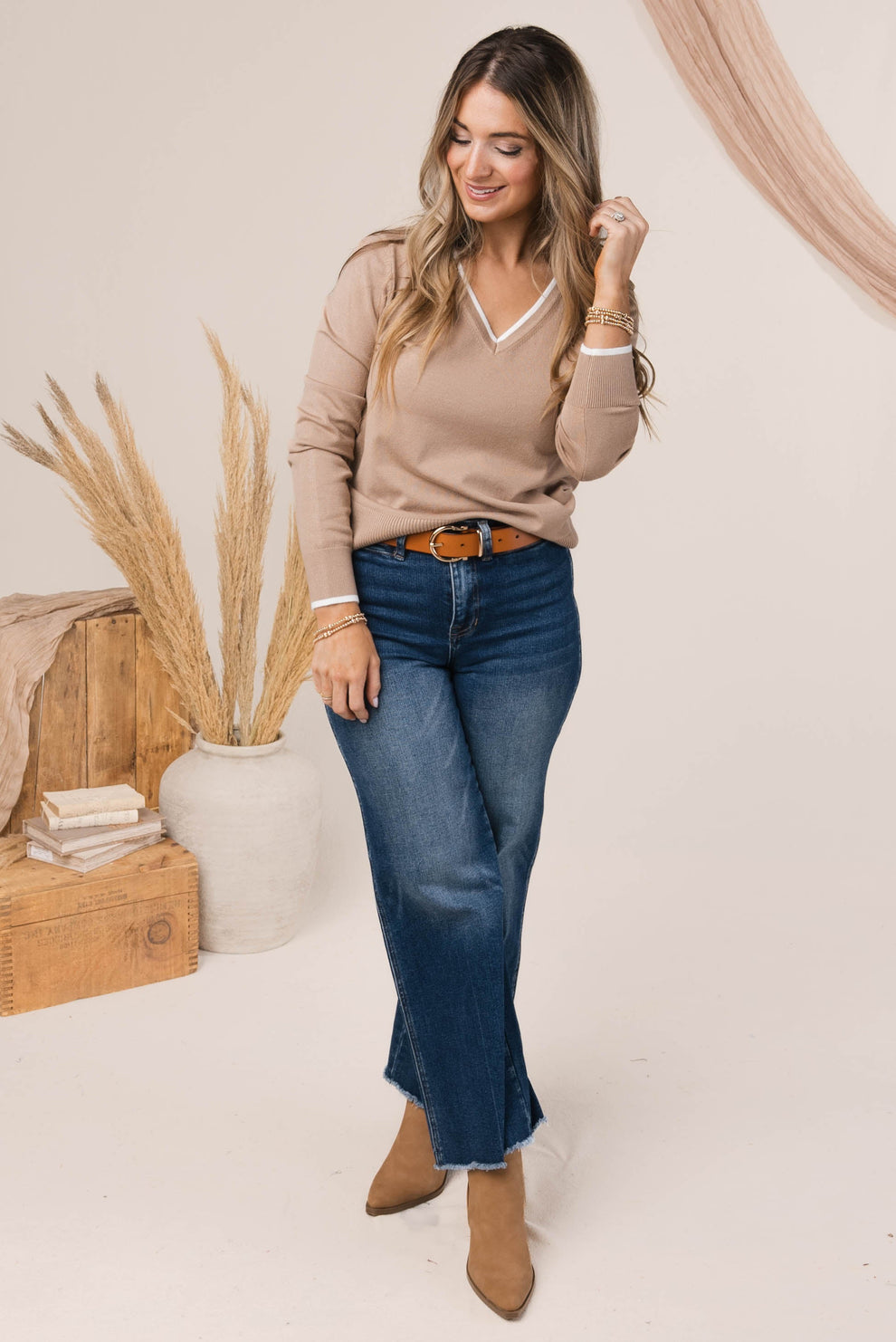 2 in 1 Contrast Trim Sweater main image 1
