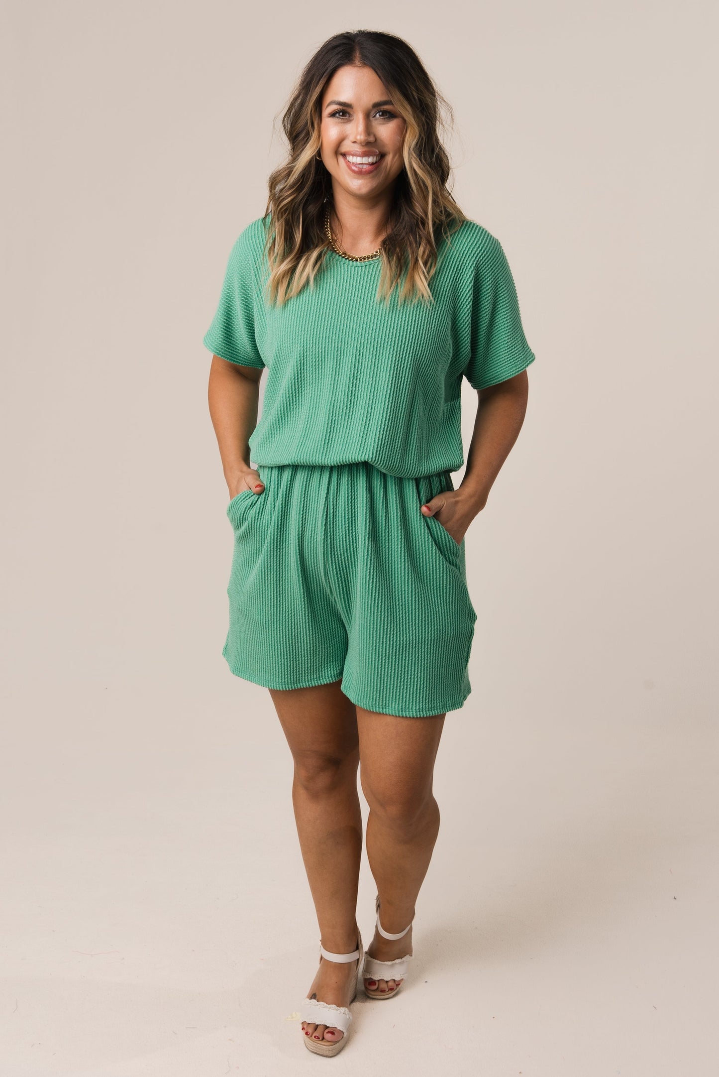 Ribbed Dolman Romper