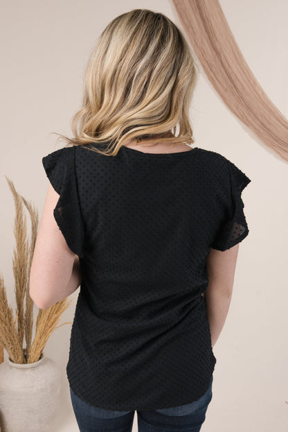 Swiss Dot Flutter Sleeve Top