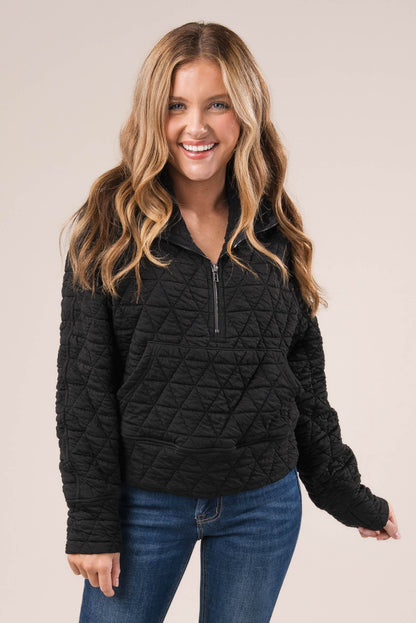 Diamond Quilt Half Zip Pullover