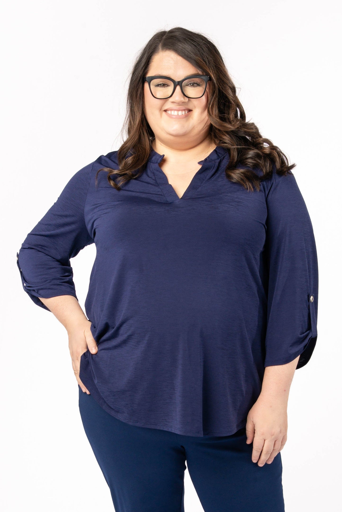 Liz Solid Tab Sleeve Top