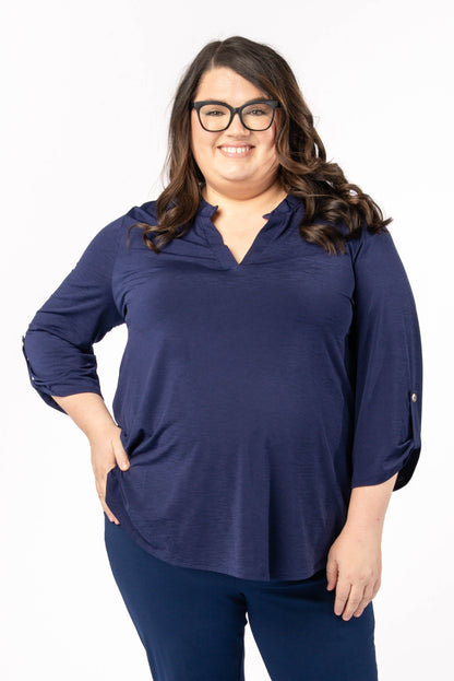 Liz Solid Tab Sleeve Top