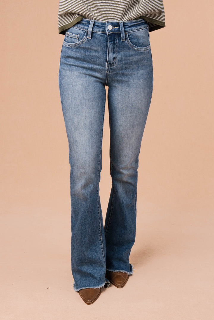 Vervet High Rise Step Hem Flare Jeans