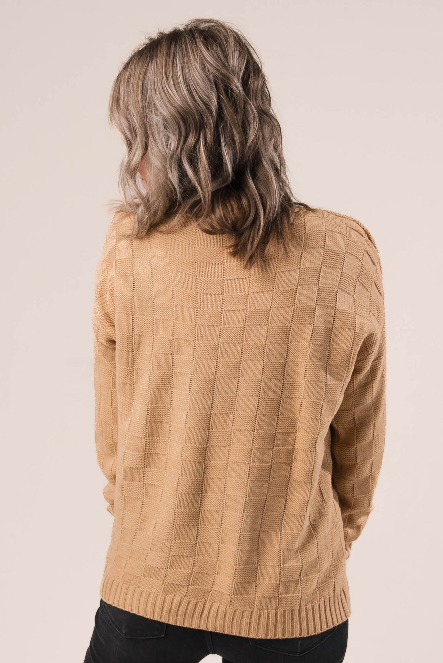 Basketweave Drop Shoulder Sweater