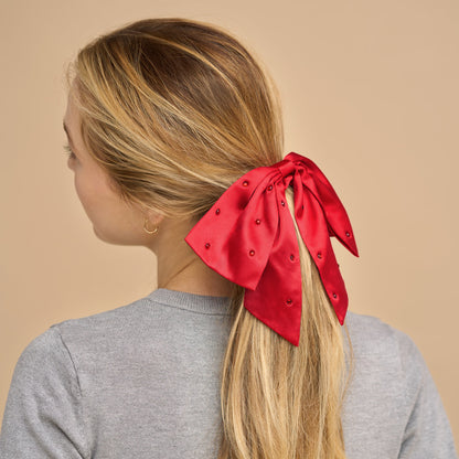 Kitsch | Holiday Satin & Rhinestone Bow Scrunchie