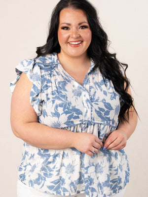 Floral Ruffle Sleeve Babydoll Top {3 Colors}