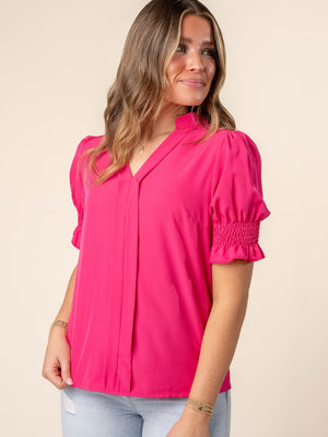 Pleat Front Smocked Sleeve Blouse *Final Sale*