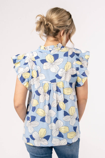 Floral Smocked Babydoll Top - Blue *Final Sale*