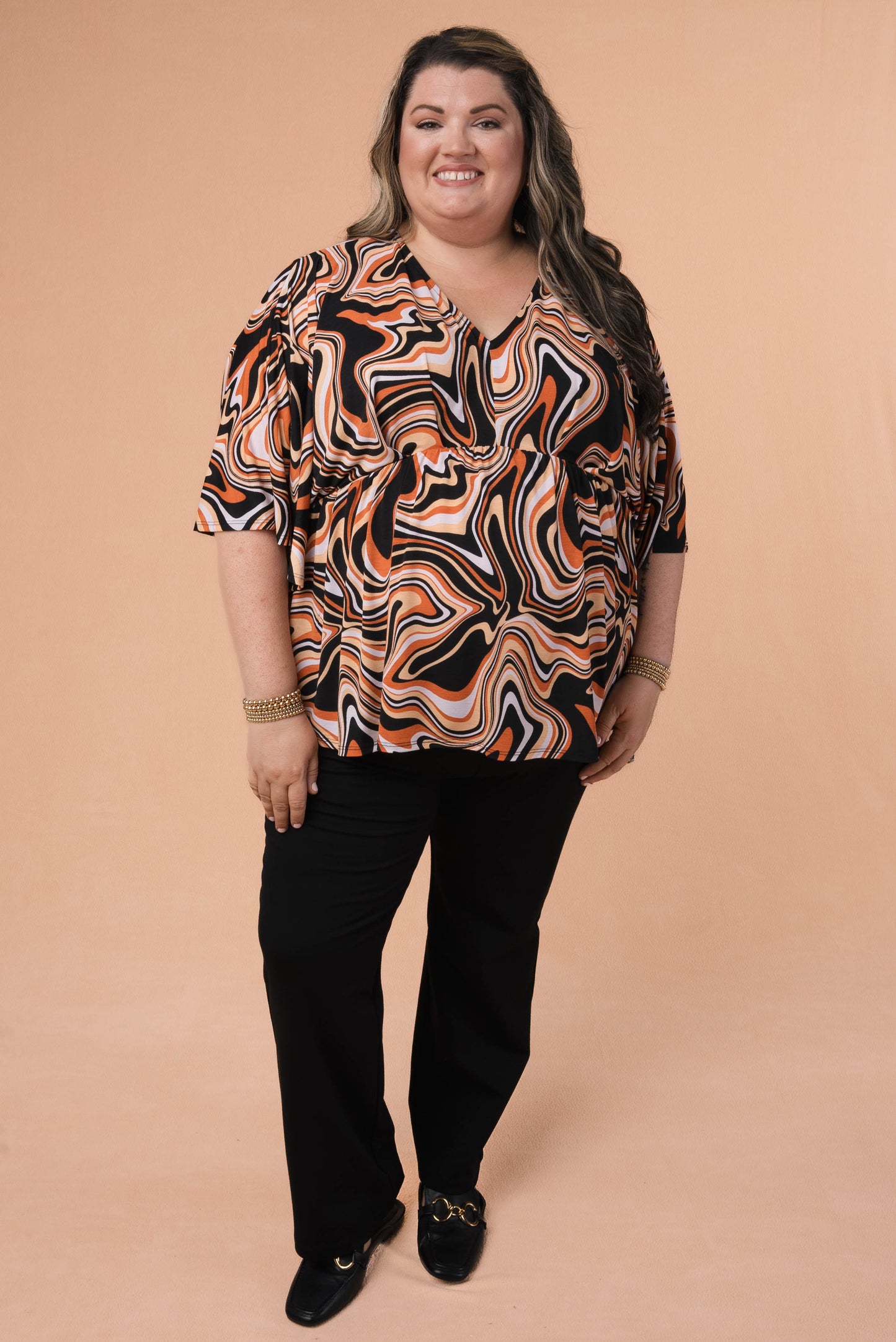 Abstract Dolman Babydoll Top Black *Final Sale*