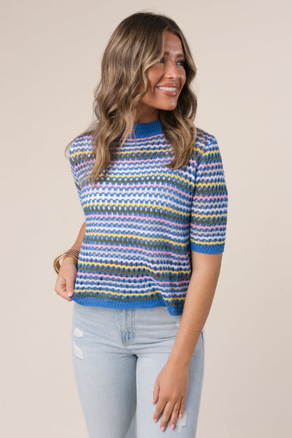 Striped Open Knit Top {More Colors}