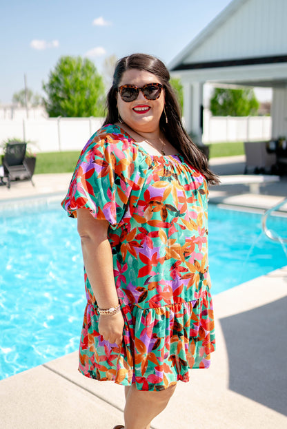 Floral Watercolor Tiered Dress *Final Sale*