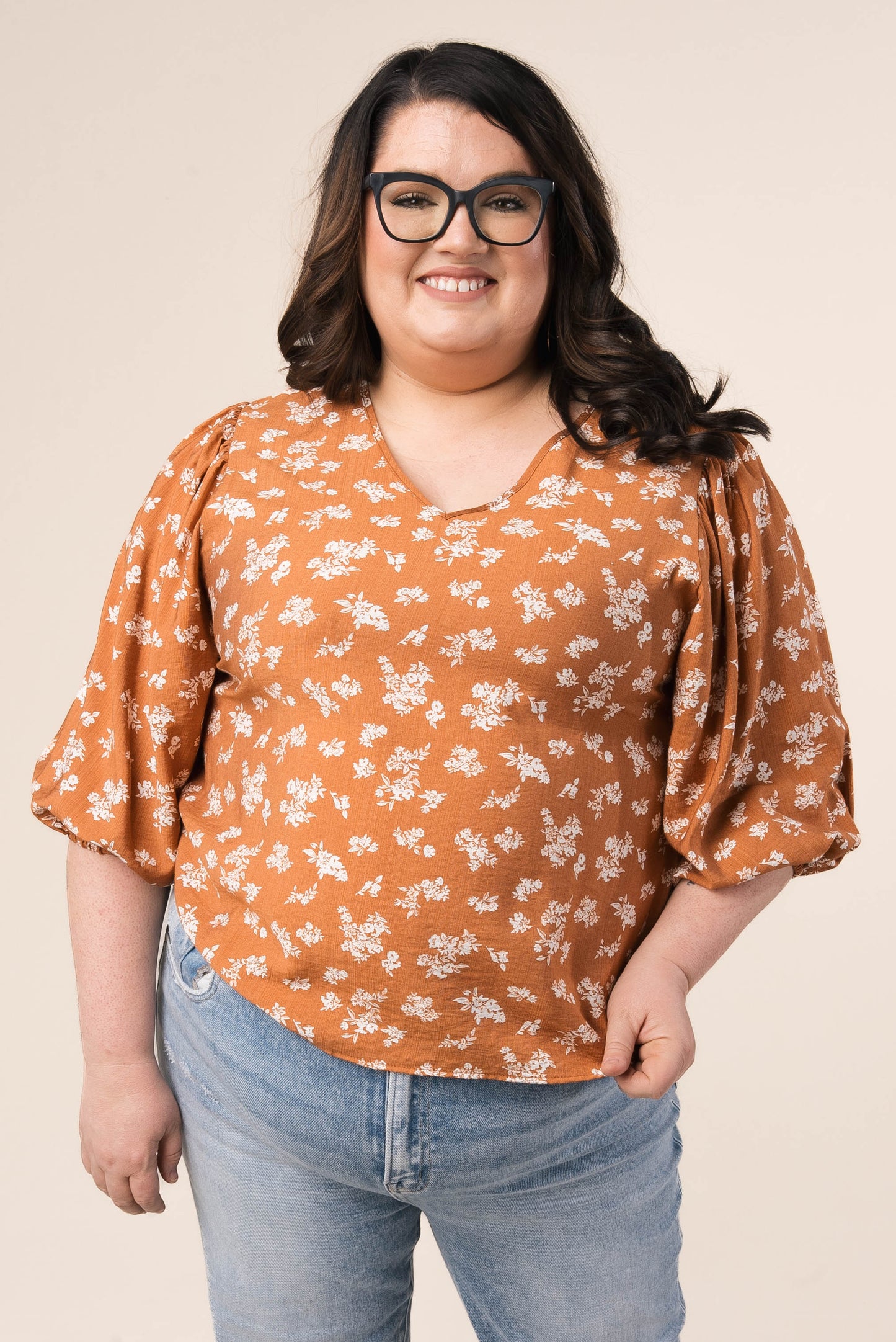 Floral Draped Sleeve Top