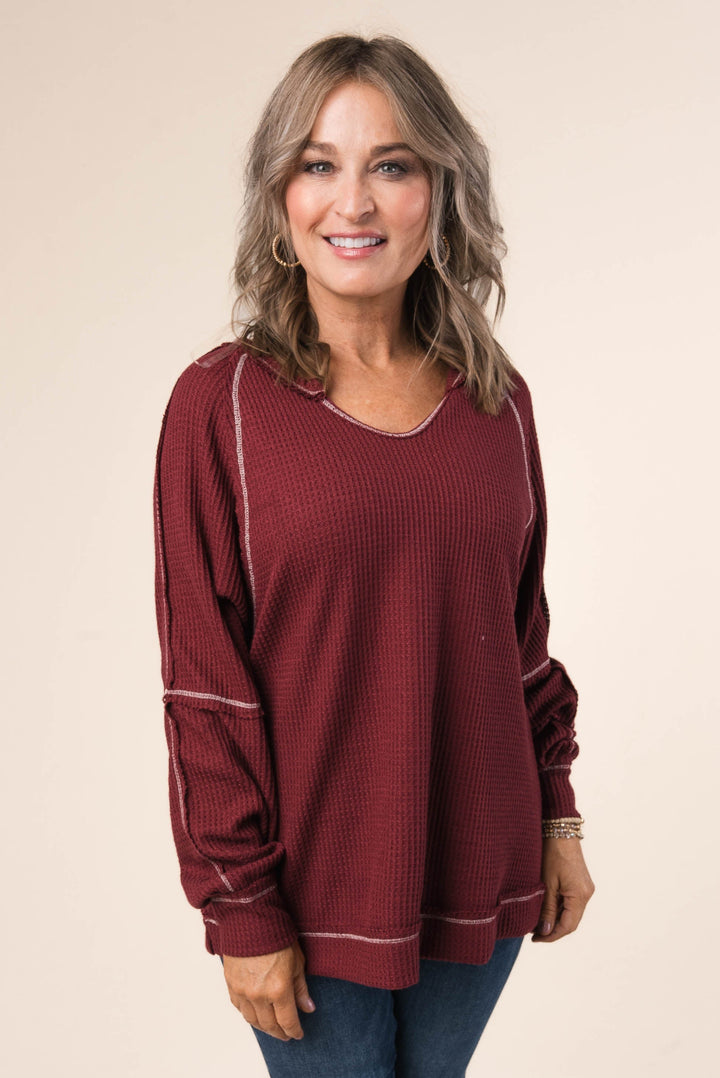 Waffle Knit Top Stitch Top *Final Sale*