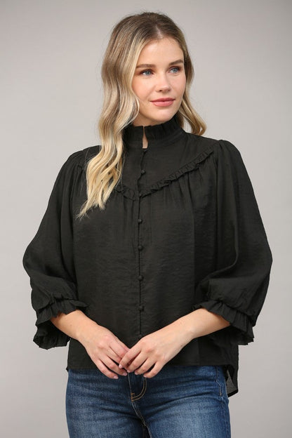 Ruffled Frill Neck Blouse