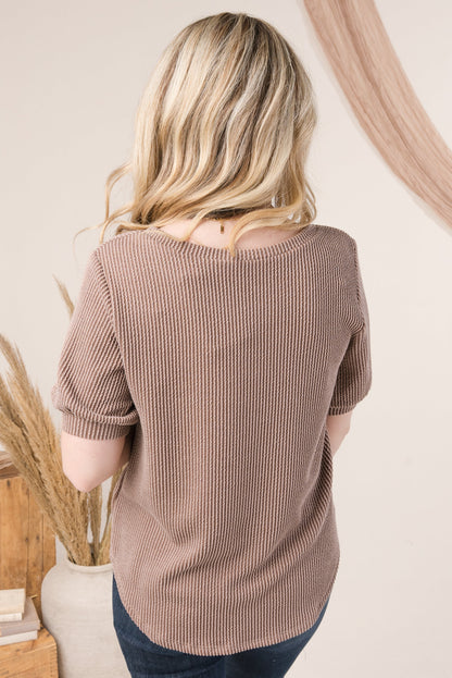 Ribbed Puff Sleeve Top