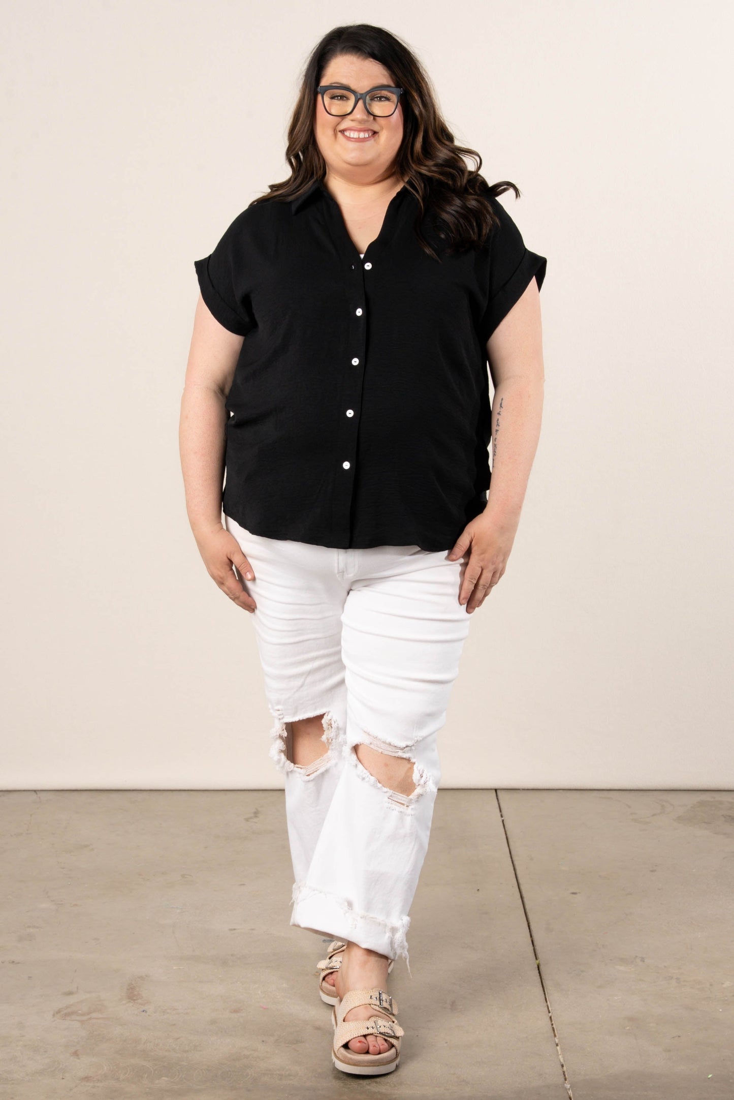 Crinkle Knit Hi-Lo Shirt