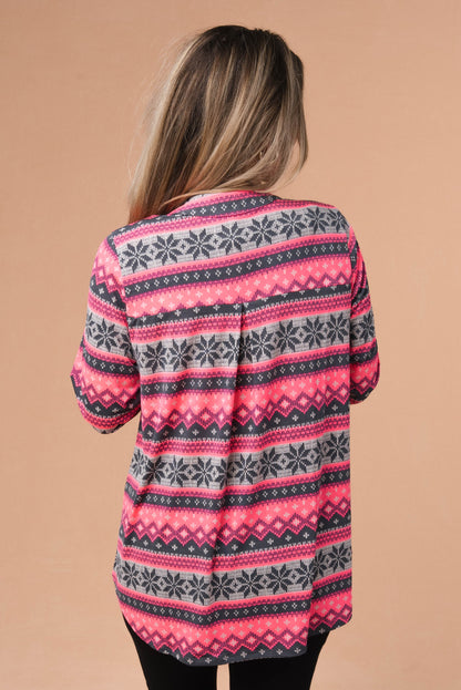Liz Printed Tab Sleeve Top *Final Sale*