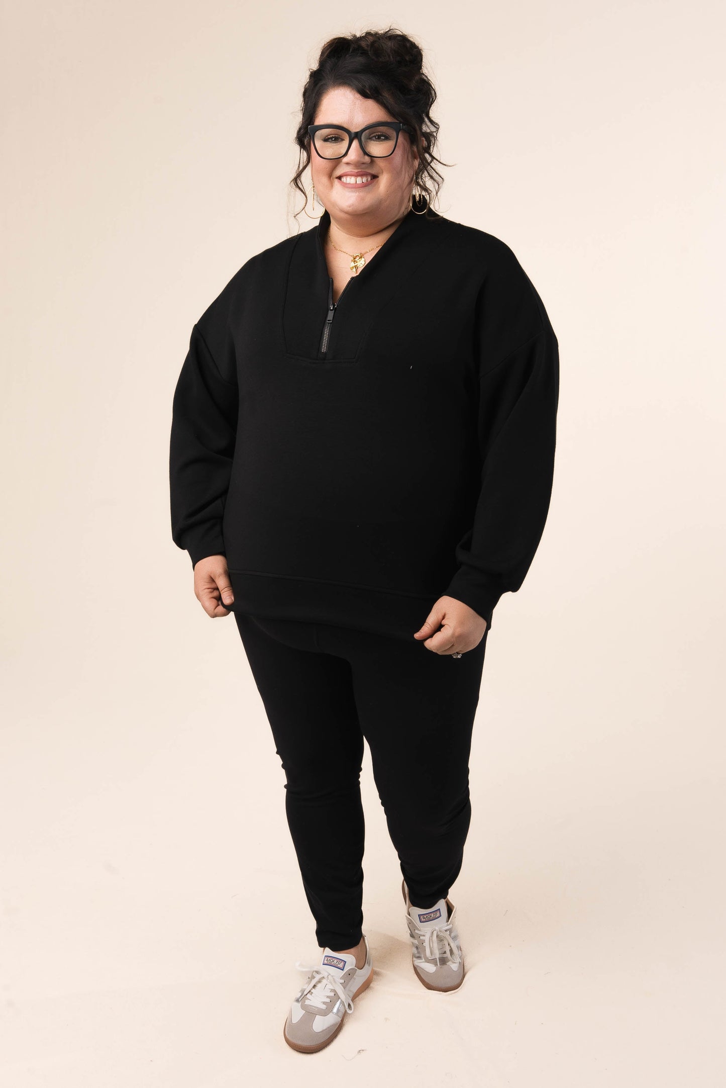 Open Neck Half Zip Scuba Pullover