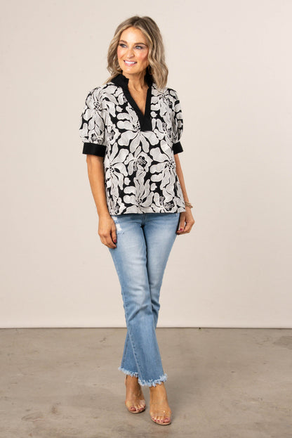 Floral Embroidered Eyelet Blouse