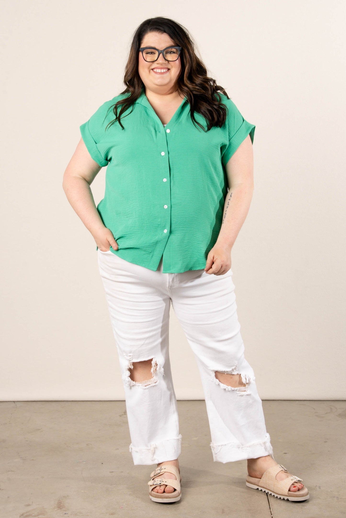 Crinkle Knit Hi-Lo Shirt